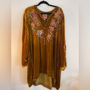 Johnny Was Embroidered Velvet Women Dress